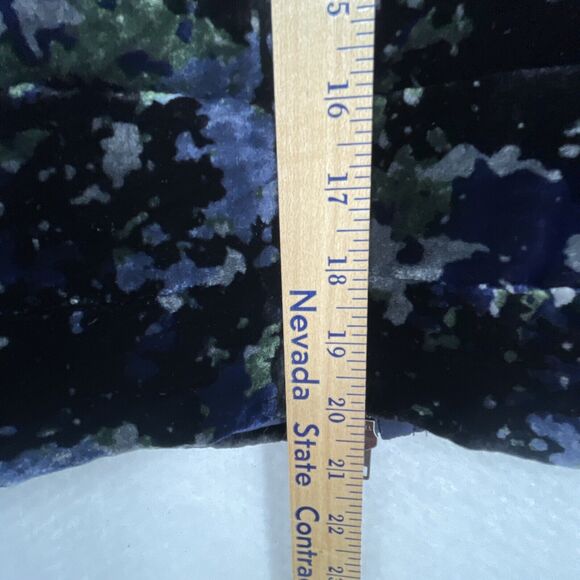 Eileen Fisher Printed Velvet Jacket Round Neck Zip Front Petite Small Blue Black - Picture 9 of 12